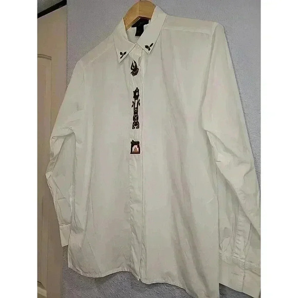 Vtg Croft And Barrow Size 8 Button Down Collared Embroidered Shirt Holiday - Picture 4 of 6